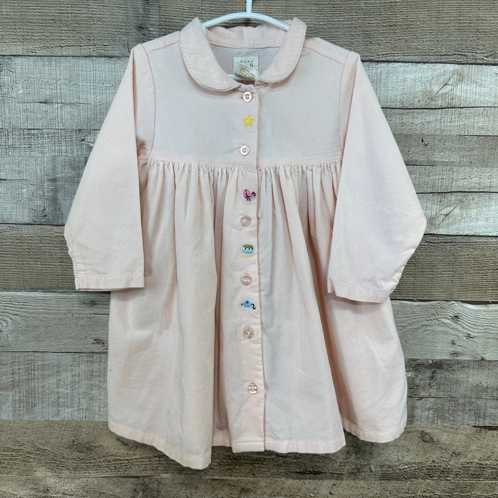 Baby Gap Pink Corduroy Embroidered Dress Mouse Bird Star Size‎ 18 24 Months